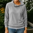 thumbnail image 5 of Sevevn Women's Asymmetric Button Cowl Neck Sweatshirt Raglan Long Sleeve Soft Pullover Casual Loose Fit Top Gray XL, 5 of 5