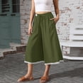 thumbnail image 7 of MLQIDK Pedal Pushers for Women Dressy Casual Crop Capri Pants Knee Length Elastic Waist Cropped Pants Trendy Summer Crop Capri Pants with Pockets Army Green XL, 7 of 7