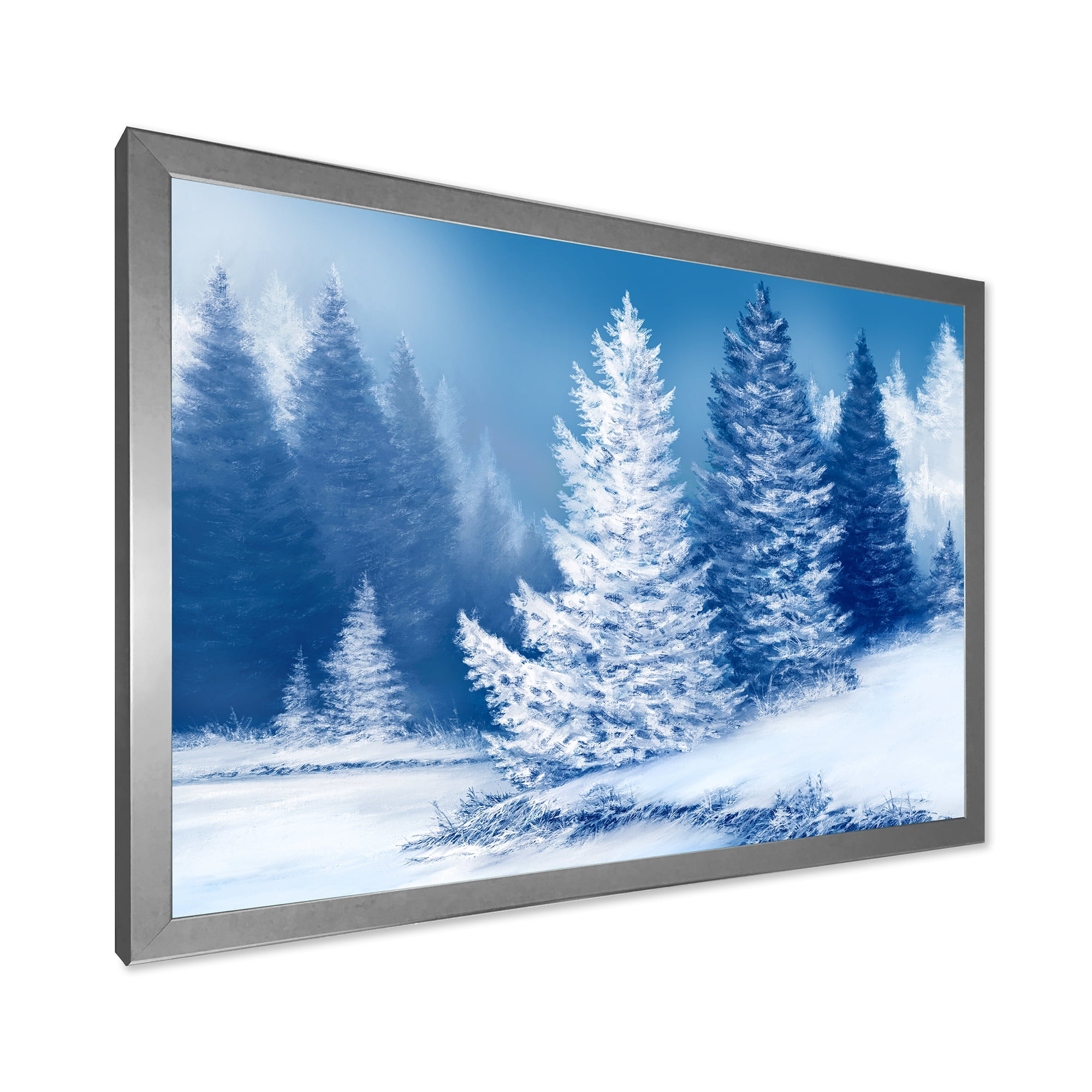 Designart 'Snow Covered Trees With Dreamlike Spruce Forest' Lake House Framed Art Print