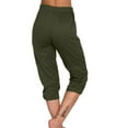 thumbnail image 6 of ZQUUVOU Women's Fashion Solid Color Pocket Casual Elastic Mid Waist Tie Feet Capris Green, 6 of 7