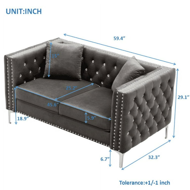 2 Piece Sectional Sofa Couch, Modern Velvet Tufted 2 Piece Sectional Sofa Couch, Modern Velvet Tufted
