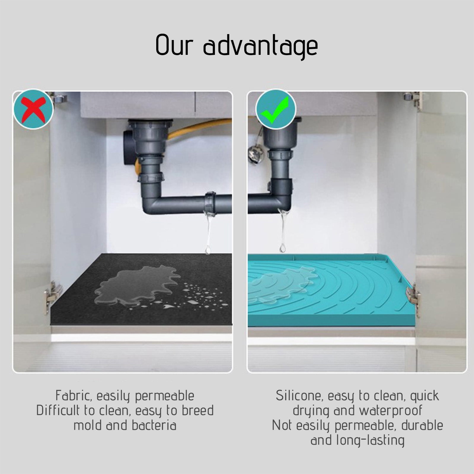 Clearance! JMYHOAM Mat for Under Sink 34 X 22in for Bathroom Kitchen Cabinets Easy to Clean Under Shelf Liner Non-Slip EcoFriendly Drip Tray Home and Kitchen