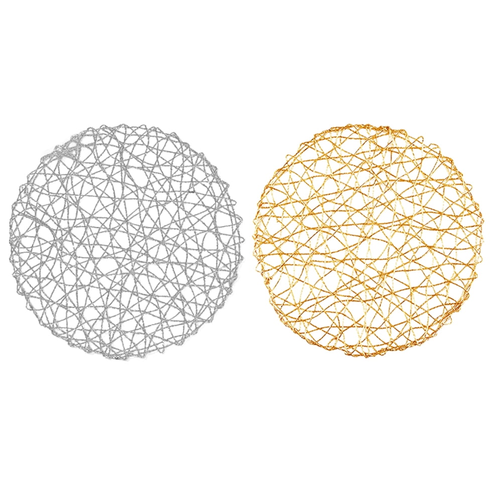 NUOLUX Placemats Metal Table Mats Dining Gold Round Vintage Coaster