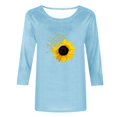 thumbnail image 4 of Fiudx Ofertas Relámpago Camiseta Estampada a La Moda para Mujer, Blusa de Mangas 3/4, Tops Informales con Cuello Redondo, 4 of 4