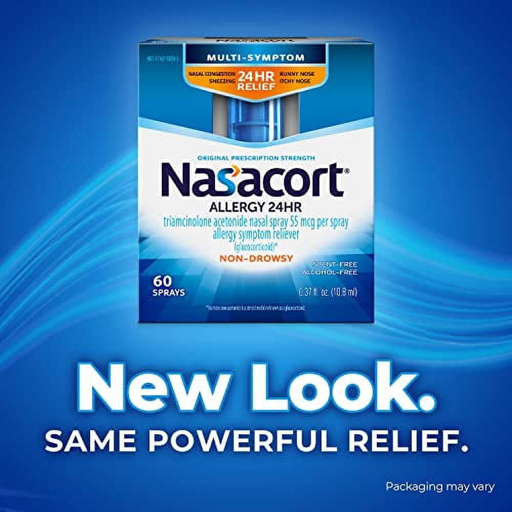 Nasacort 24HR Allergy Nasal Spray for Adults, Non-drowsy & Alcohol Free, 60 Sprays, 0.37 fl. oz.