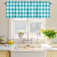 thumbnail image 4 of Valances for Windows Teal Blue White Plaid Lattice Rod Pocket Short Curtain for Bathroom Living Room Bedroom Abstract Gradient Line 1 Panel 42x12in, 4 of 9