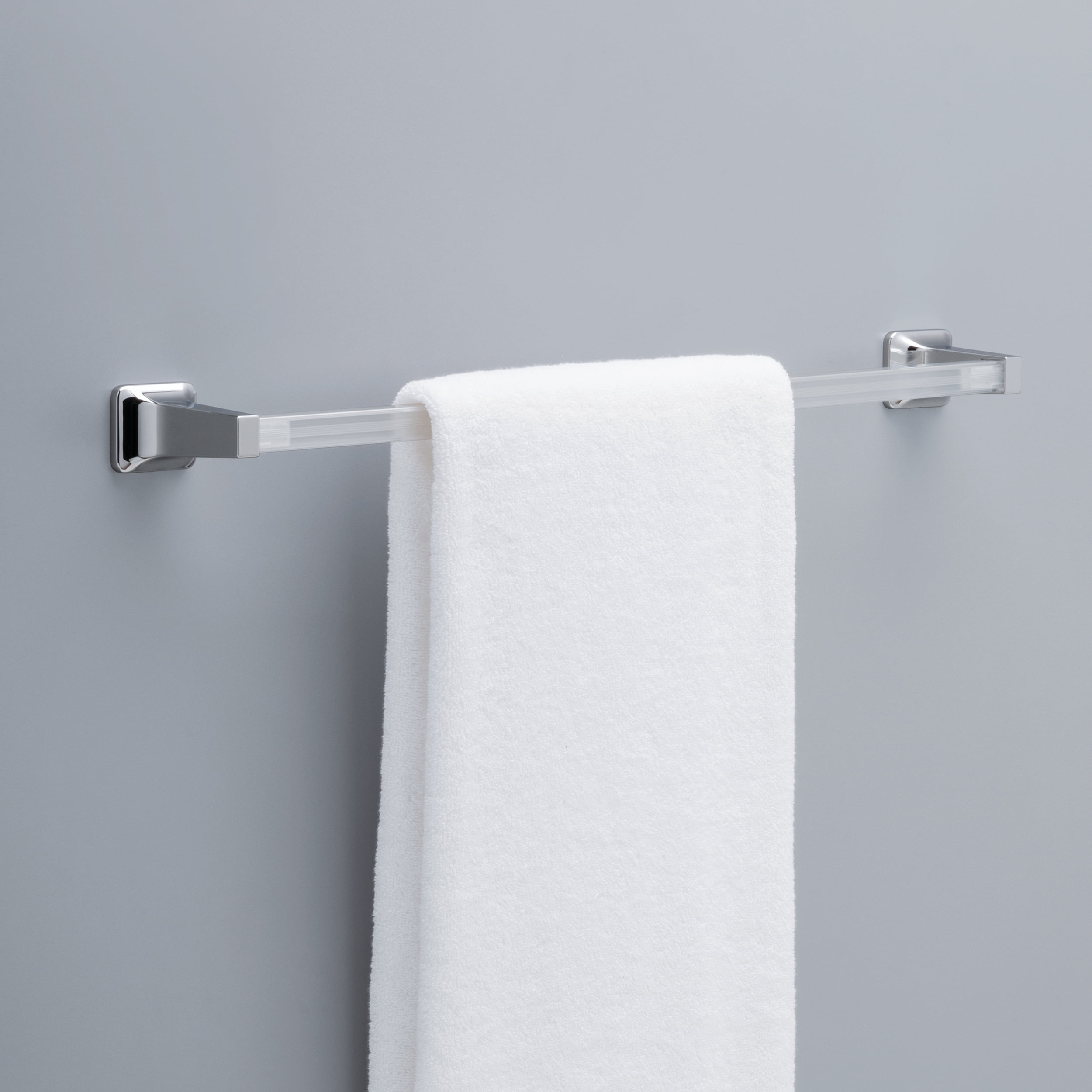 Clear Plastic Towel Rack Bar Rod Rack Vintage Bathroom 24 in Smooth No Texture 