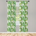 thumbnail image 3 of Ambesonne Jungle Curtains, Vintage Tropical Palm Leaf, Pair of 28"x84", Fern Green Lime, 3 of 5