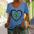 thumbnail image 2 of lcziwo St Patrick's Day Cotton Shirt for Women Fashion Letter Graphic Tee Tops Loose Casual U Neck Short Sleeve Tshirts Summer Athletic Blouses Blue M, 2 of 5