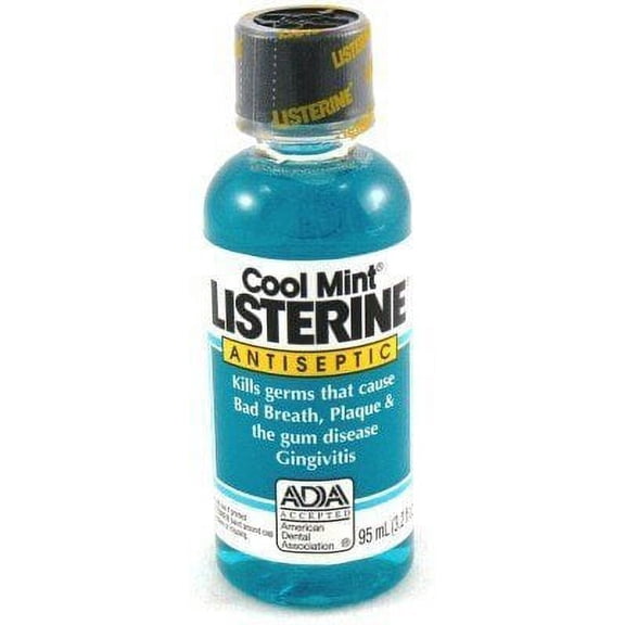 Listerine Cool Mint Antiseptic Mouthwash for Bad Breath, Mint, 3.2 oz