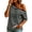 Black14, variant on Karymi Workout Tops for Women One Shoulder Off Shoulder Striped Short Sleeve T-Shirt, Casual Asymmetric Cold Shoulder Loose Fit Striped Pullover Top Womens Blouses