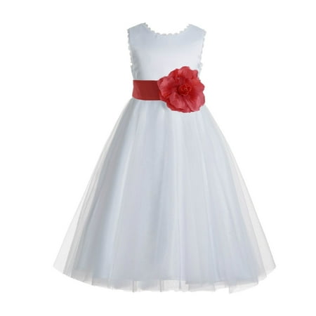 

Ekidsbridal White V-Back Lace Edge Junior Flower Girl Dress First Communion Holy Baptism Pageant Gown 183T 6