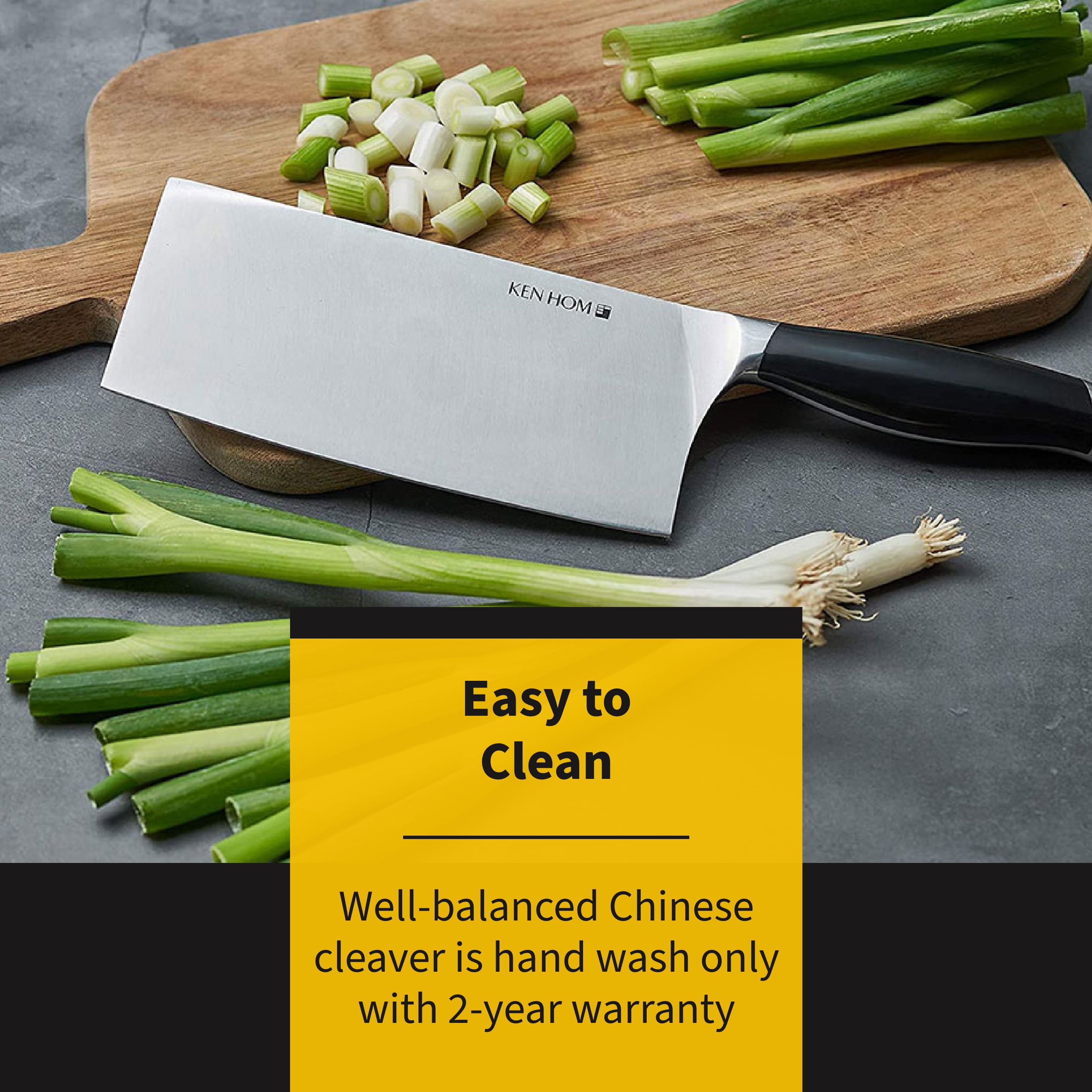 Ken Hom Stainless Steel Chinese Cleaver Knife for Meat & Vegetables - Hand  Wash 7 