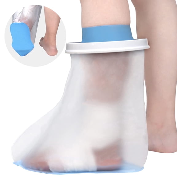 USIONE Waterproof Foot Cover for Shower Adult, Foot Cast Covers with Non-Slip Padding Bottom, Watertight Ankle Cast Protector for Surgery Bandage Dressing Wound, Reusabl