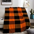 thumbnail image 5 of Cozy Black and Orange Plaid Flannel Blanket – Soft, Lightweight Throw for Home Decor, Camping, Office, or Gift, Warm All-Season Comfort with Classic Checkered Design, 5 of 6