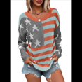 thumbnail image 3 of Suéter con Bandera Estadounidense para Mujer, Sudadera de Punto, Larga, Holgado, Estilo Invierno Otoño 1, Talla S, 3 of 8