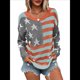 thumbnail image 3 of Suéter con Bandera Estadounidense para Mujer, Sudadera de Punto, Larga, Holgado, Estilo Invierno Otoño 1, Talla L, 3 of 8