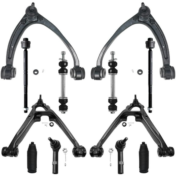 Detroit Axle - Front 12pc Suspension Kit for GMC Chevy Silverado Sierra Yukon XL Suburban 1500 Tahoe Avalanche Cadillac Escalade ESV EXT 4 Control Arms with Ball Joints 4 Tie Rods 2 Sway Bars 2 Boots