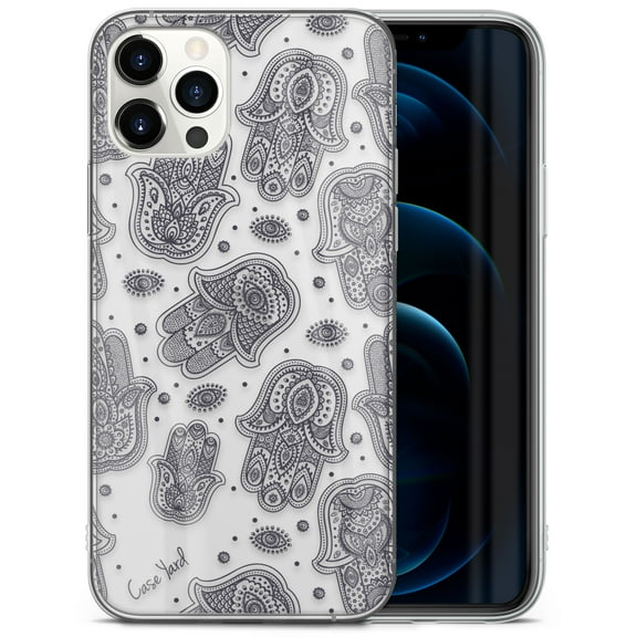 Case Yard iPhone-12-Pro-Max Case Clear Soft & Flexible TPU Ultra Low Profile Slim Fit Thin Shockproof Transparent Bumper Protective Cover Drop Protective Cell Phone Cases (Hamsa Overload)