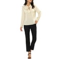 thumbnail image 2 of Allegra K Women's Satin Ruffle Tie Neck Long Sleeve Work Office Blouse Top, 2 of 6