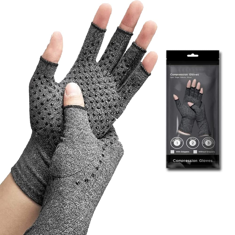 Compression Arthritis Gloves Fingerless WUSI Warmth Therapeutic Compression Gloves for Pain