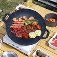 AKUMRi Korean Grill Pan for /Electric Stove Top Round Bbq Griddle Pan with Hangable Handles