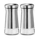 thumbnail image 1 of Salt and Pepper Shakers - Black & Silver Spice Dispenser with Pour Holes - Stainless Steel and Glass - 2 Bottle Set - Green, 1 of 5
