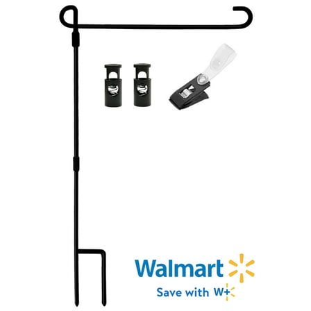 Yileqi Garden Flag Stand, Premium Garden Flag Pole Holder Metal Powder-Coated Weather-Proof Paint with Clip and Two Spring Stoppers, Without Flag