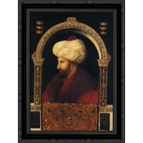 Sultan Mehmet II. 20x24 Black Ornate Wood Framed Canvas Art by Bellini, Giovanni
