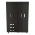 thumbnail image 2 of Pemberly Row Modern Armoire Double Door Black Engineered Wood, 2 of 10