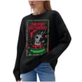 thumbnail image 3 of Danhjin Christmas Sweater Tops for Women Funny Print Oversized Crew Neck Long Sleeve Fall Winter Pullover Tunic Cute Shirts Fashion Comfy Soft Cozy Loungewear Outdoor Knitwear Blouses, 3 of 10