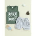 thumbnail image 4 of Baby Toddler Boy Shorts Set 3 6 12 18 24 Months 2T 3T Letter Print Sleeveless Tank Tops Solid Elastic Waist Shorts 2 Piece Summer Outfit, 4 of 9