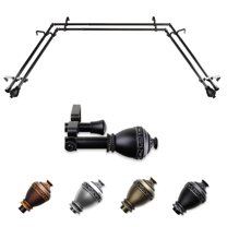 Malika 13/16" Double Bay Window curtain rod Adjustable 20"-36", 38"-72" - Black,(ABay-95-2D)