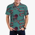 thumbnail image 3 of Balery Snake And Rose Printed Men’s Short Sleeve Polo Shirt, Midweight Men's Shirt,Golf Polo shirts -Large, 3 of 9