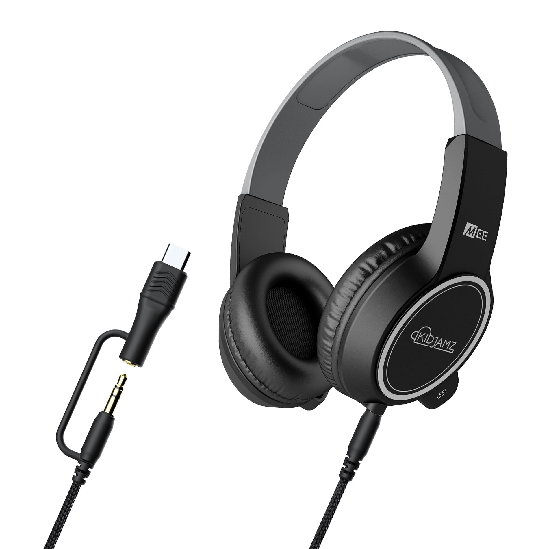 MEE audio KidJamz Kids Headphones with USB-C & 3.5mm Connectivity, Volume Limiter, Detachable Cable