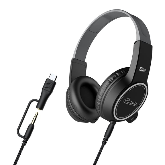 MEE audio KidJamz Kids Headphones with USB-C & 3.5mm Connectivity, Volume Limiter, Detachable Cable
