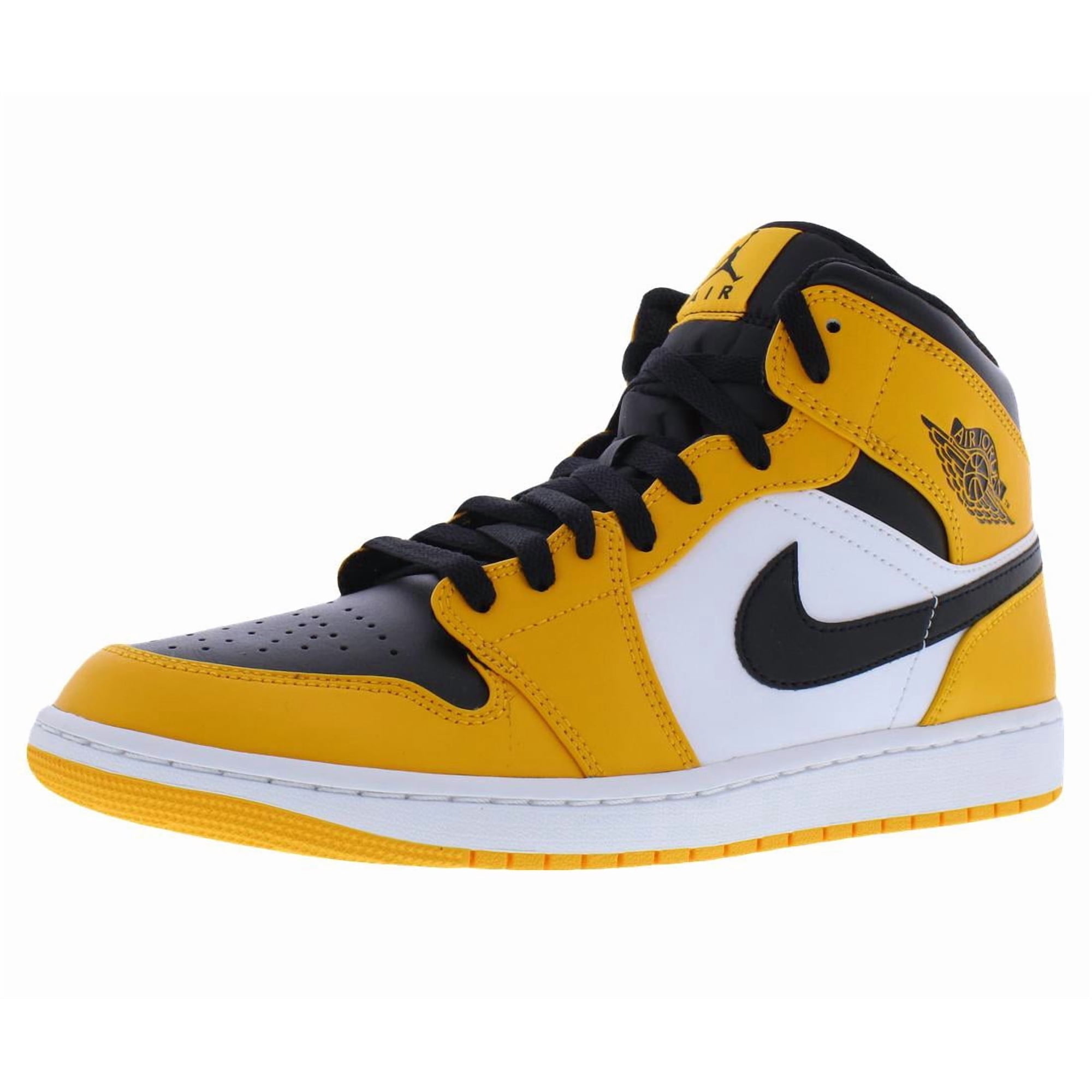 Nike Air Jordan 1 Mid Leather Mens Shoes Size 9.5, Color: Taxi/Black/White