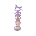 thumbnail image 6 of BLISSFUL STEP Women's Open Toe Stiletto Heeled Lace up Solid Sandals Purple 6, 6 of 7