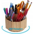 thumbnail image 5 of Dousy Bamboo Pen Holder Organizer Desktop Pen Box, 360-Degree Rotating Pencils Holder Stand Art Supply Desk Organizer, 5 of 5
