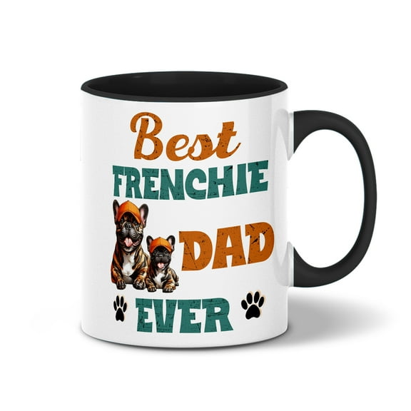 Best French Bulldog Dad Ever Happy Father's Day 11oz Accent Two-tone Mug Dog Lover Gifts Coffee Tea Cup - 02006