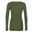 thumbnail image 4 of Womens Long Sleeve V Neck Ribbed Knit Fitted Casual Tops Tee Slim Basic Shirt Army Green M, 4 of 4
