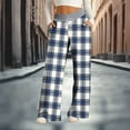 thumbnail image 2 of Rutainlusire Womens Trendy Plaid Printed Comfy Loose Pants 2025 Women's Fashionable Striped Printed Drawstring Wide Leg Loose Casual Pocket Pants, 2 of 5