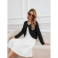 thumbnail image 3 of DEMOTIME Women's Cardigan Long Sleeve Open Front V Neck Cropped Bolero Shrug for Dresses Black L, 3 of 7