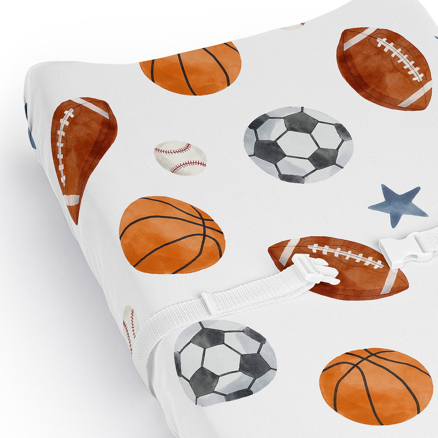 Sweet Jojo Designs Watercolor Sports Theme Boy Changing Pad Cover Sheet