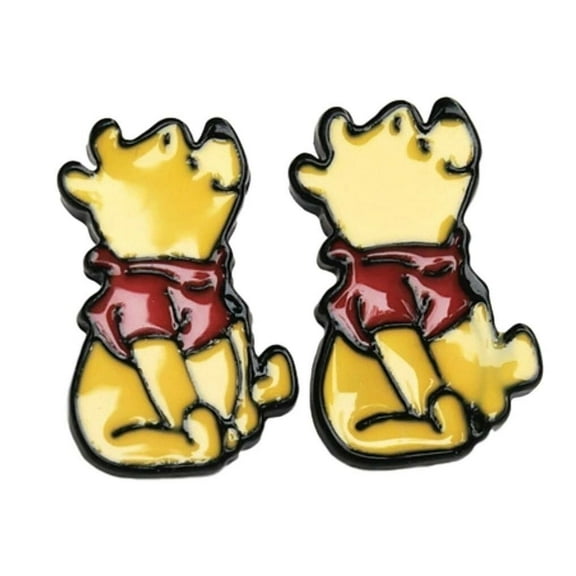 Winnie The Pooh Sitting Enamel Filled Metal Stud Earrings