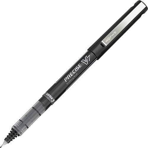 Pilot® Precise™ V7 Liquid Ink Rollerball Pens, Fine Point, 0.7 mm, Black Barrel, Black Ink, Pack Of 12