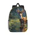 thumbnail image 1 of Disketp Peaceful Deer Lily Pond Mochila Escolar de 15 Pulgadas, Mochila Ligera para Estudiantes, Viajes y Trabajo, Cómoda y Resistente para el Uso Diario, 1 of 6