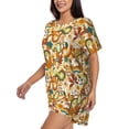 thumbnail image 2 of Uemuo Vintage Floral Pattern Women's Short-Sleeved Pajama, Button-Front Loungewear, 2-Piece Summer Sleepwear, Elastic Drawstring Shorts-3X-Large, 2 of 7
