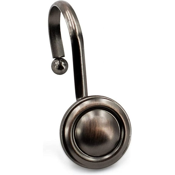 TIFOR Bronze Metal Shower Curtain Hooks Rings, Oil Rubbed Shower Hooks Hangers for Shower Curtain Liner, S Shaped Rust Proof Shower Rings for Curtain Accessories and Bathroom Shower Rod, Set of 12