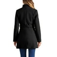 thumbnail image 4 of INSPIRE CHIC Women's Classic Stand Collar Long Sleeve Winter Belted Long Coat S Black, 4 of 9